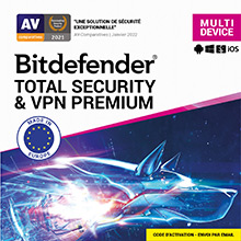 Bitdefender Total Security + VPN Premium - 1 an (1 PC)